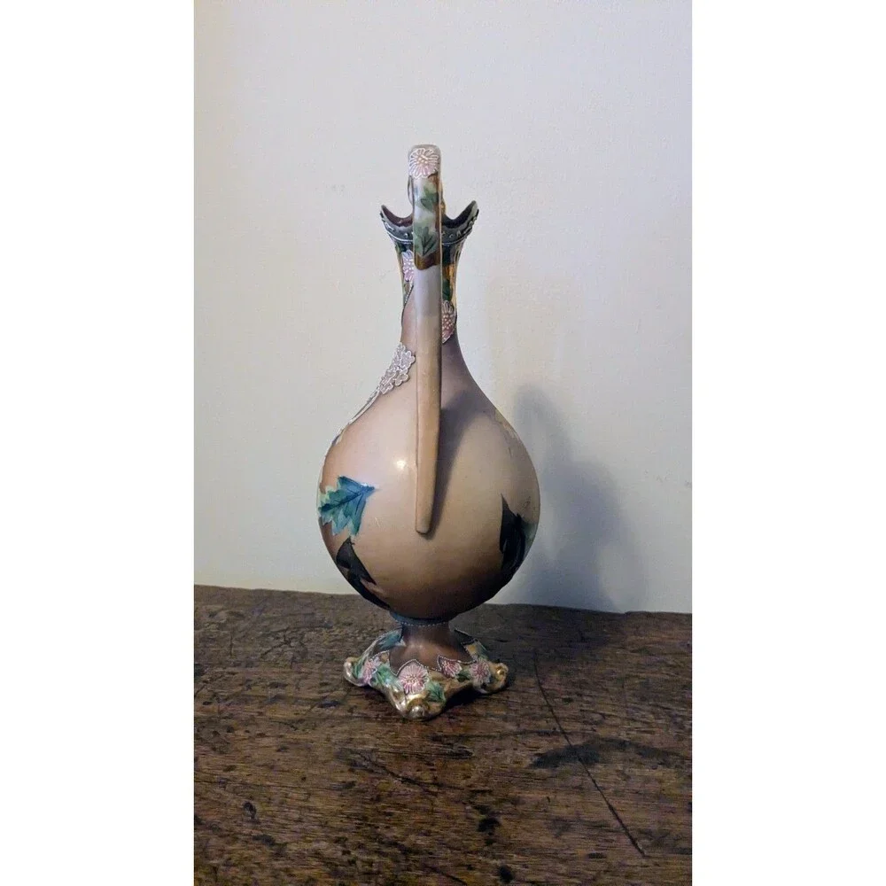 Antique Nippon Era Moriage Vase 9